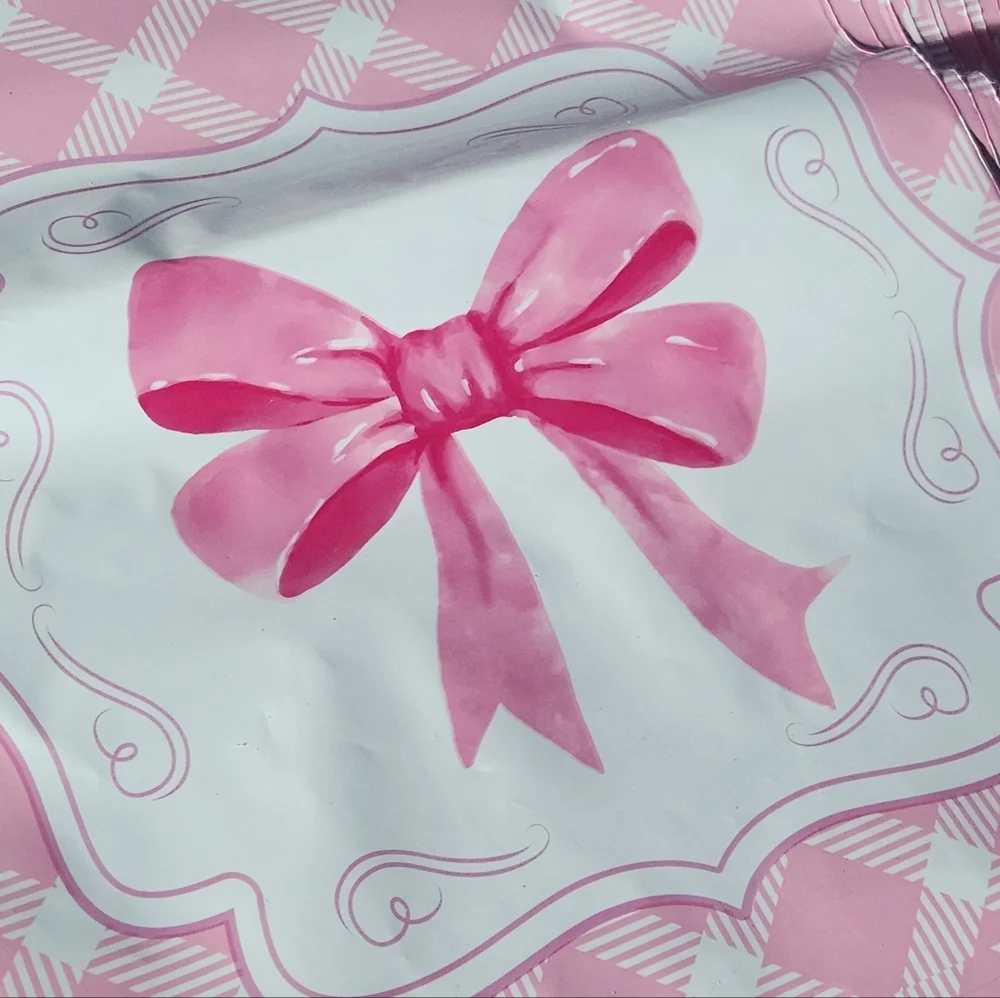 30 10 x 12 Inch Pink Ribbon Poly Mailers
